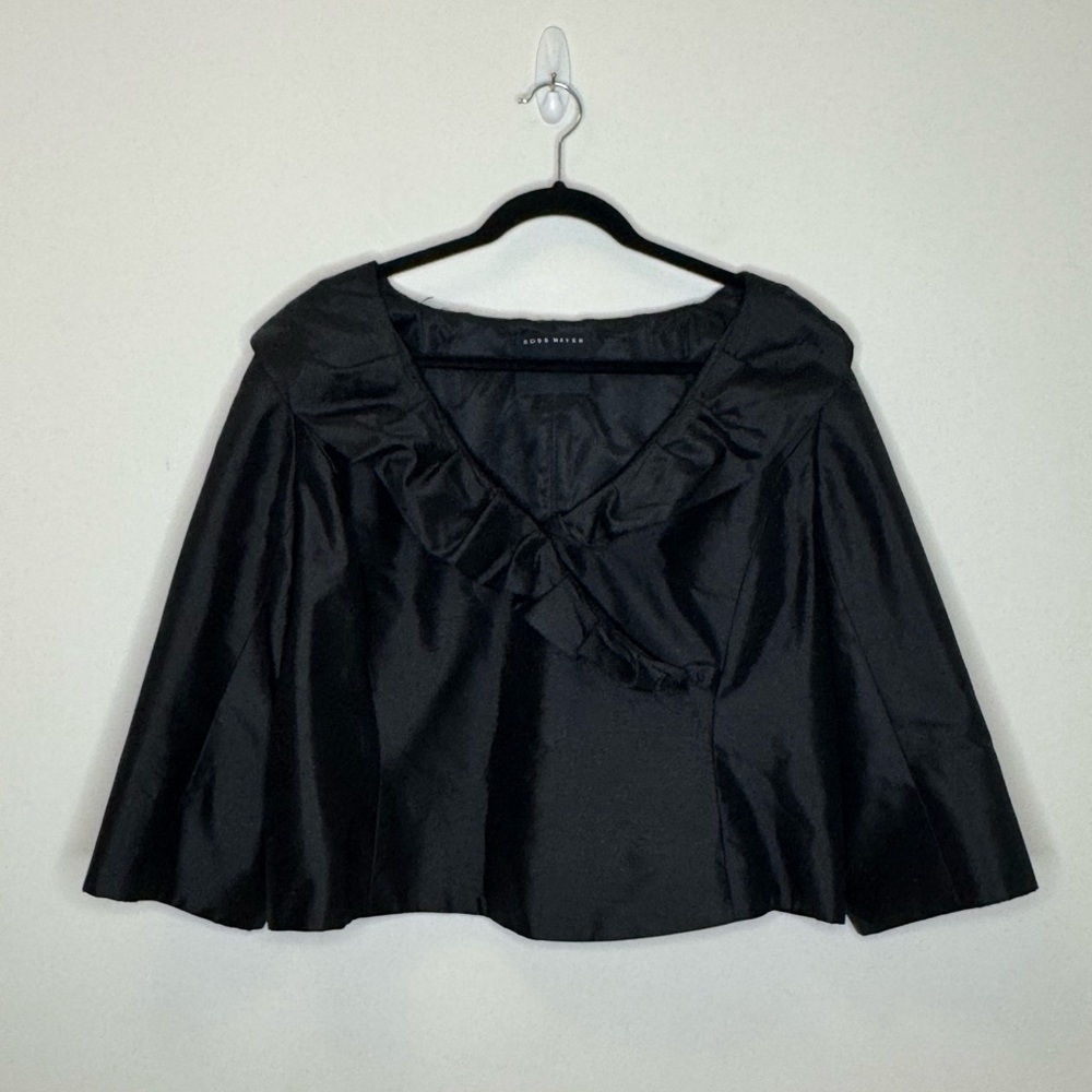Ross Mayer Elegant Silk Wrap Black Women's Top Made in Canada